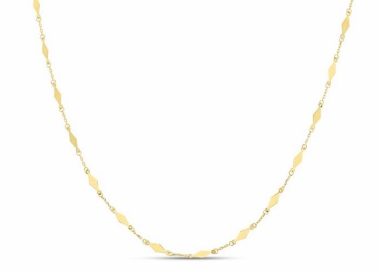 14 Karat Yellow Gold Diamond Mirror Chain Necklace 38 inches