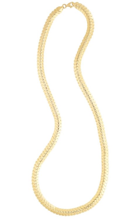 14 Karat Yellow Gold 6mm Chevron Link Chain 18" Long