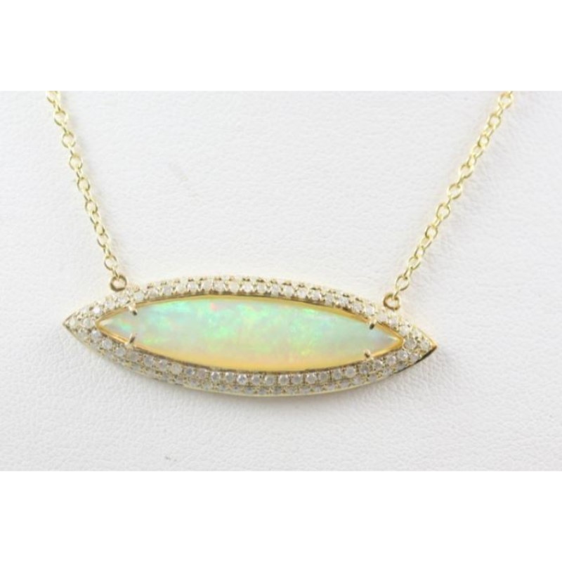 Opal and Diamond Pendant Necklace