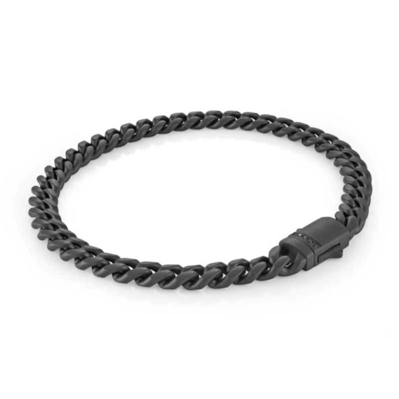 Italgem Matte Black Curb Chain Studded Bracelet