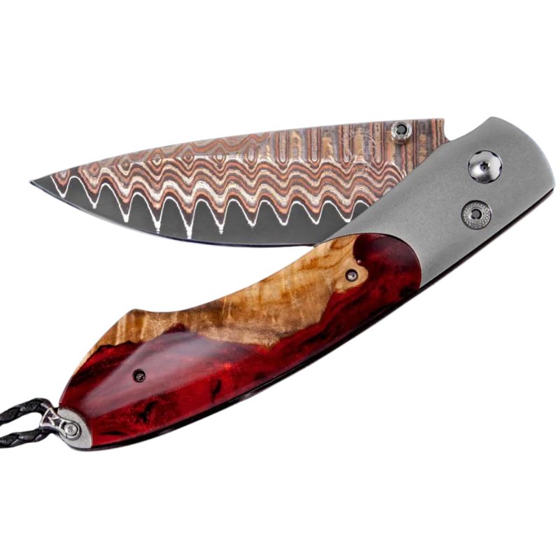 William Henry Mother of Pearl Copper Wave Damascus Pocket Knife