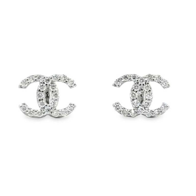 Interlocking C Diamond Stud Earrings