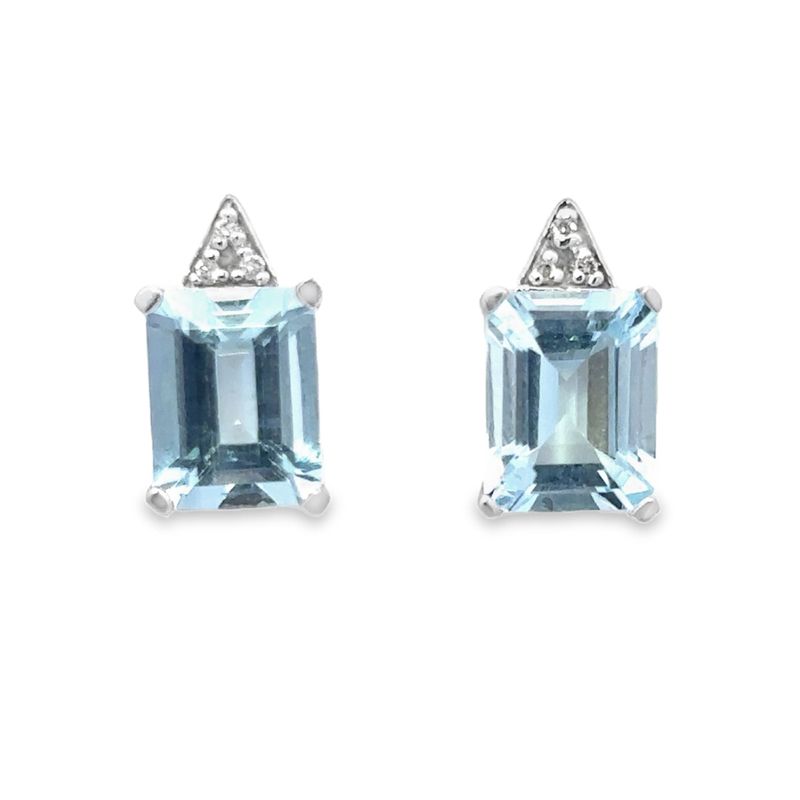 Aquamarine And Diamond Stud Earrings