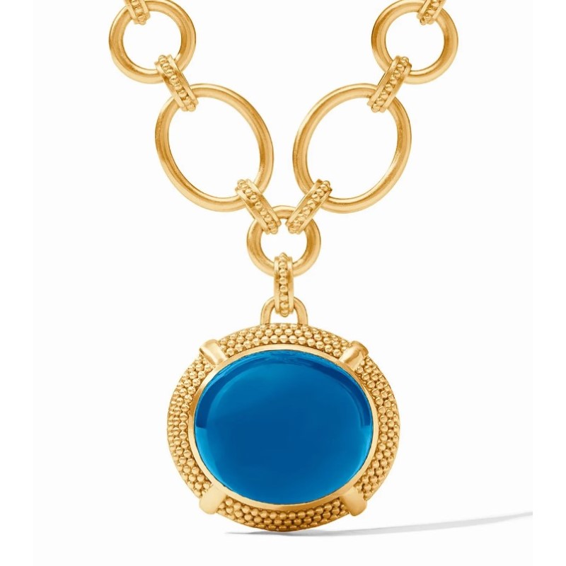 Julie Vos Cabochon Statement Necklace In Iridescent London Blue