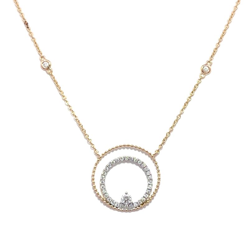 Double Open Circle Diamond Station Necklace