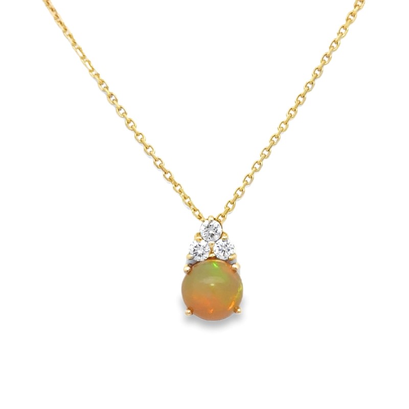 Opal And Diamond Pendant Necklace