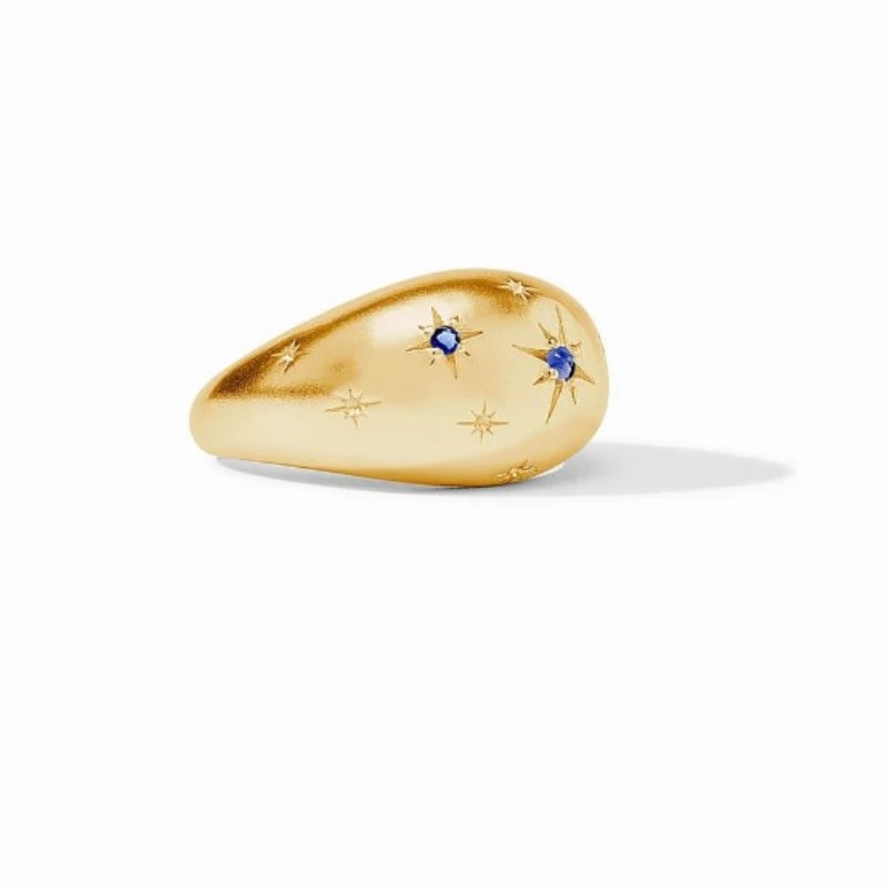 Julie Vos Luna Ring In Sapphire Blue CZ