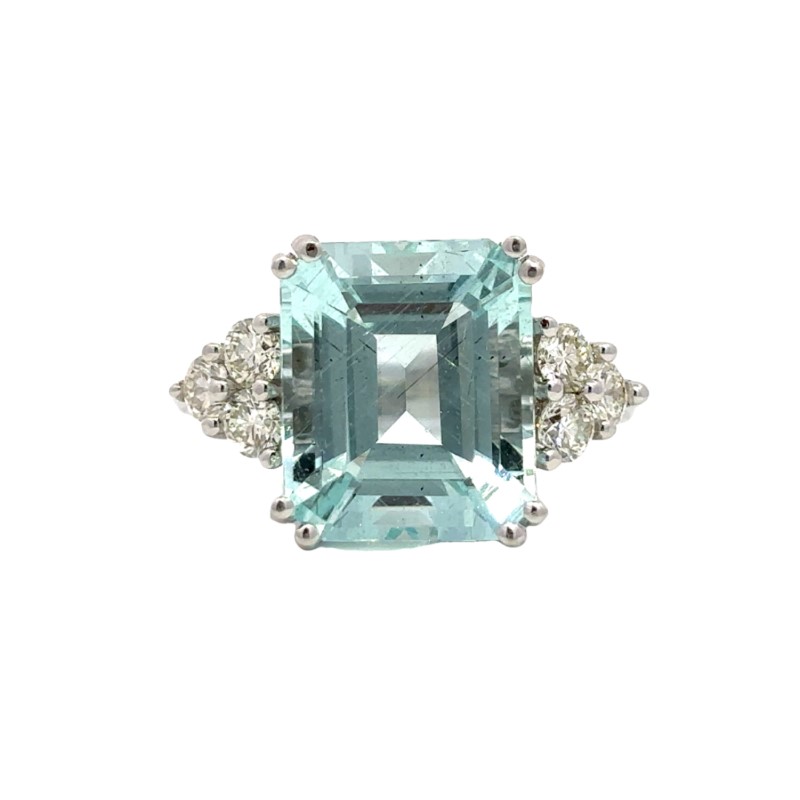 Aquamarine And Diamond Ring