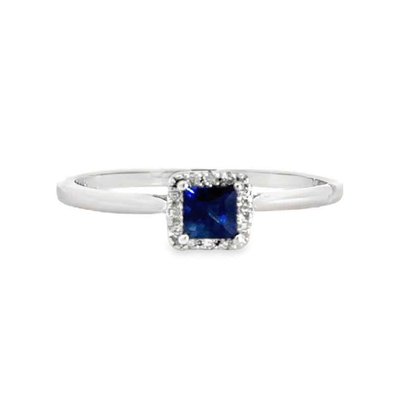 Petite Blue Sapphire And Diamond Ring