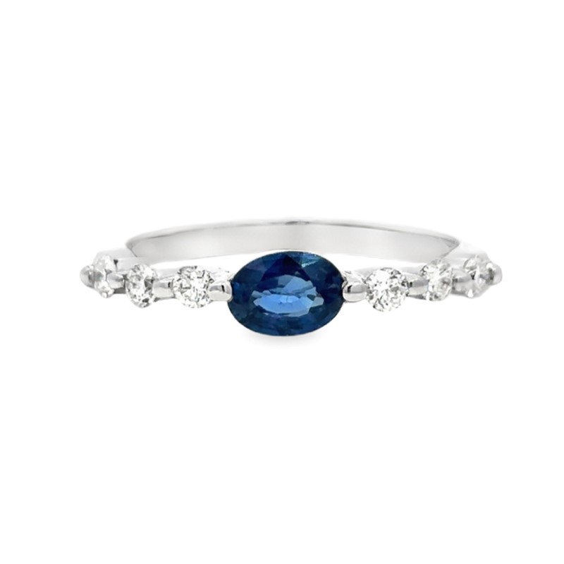 Petite Blue Sapphire And Diamond Stacking Ring