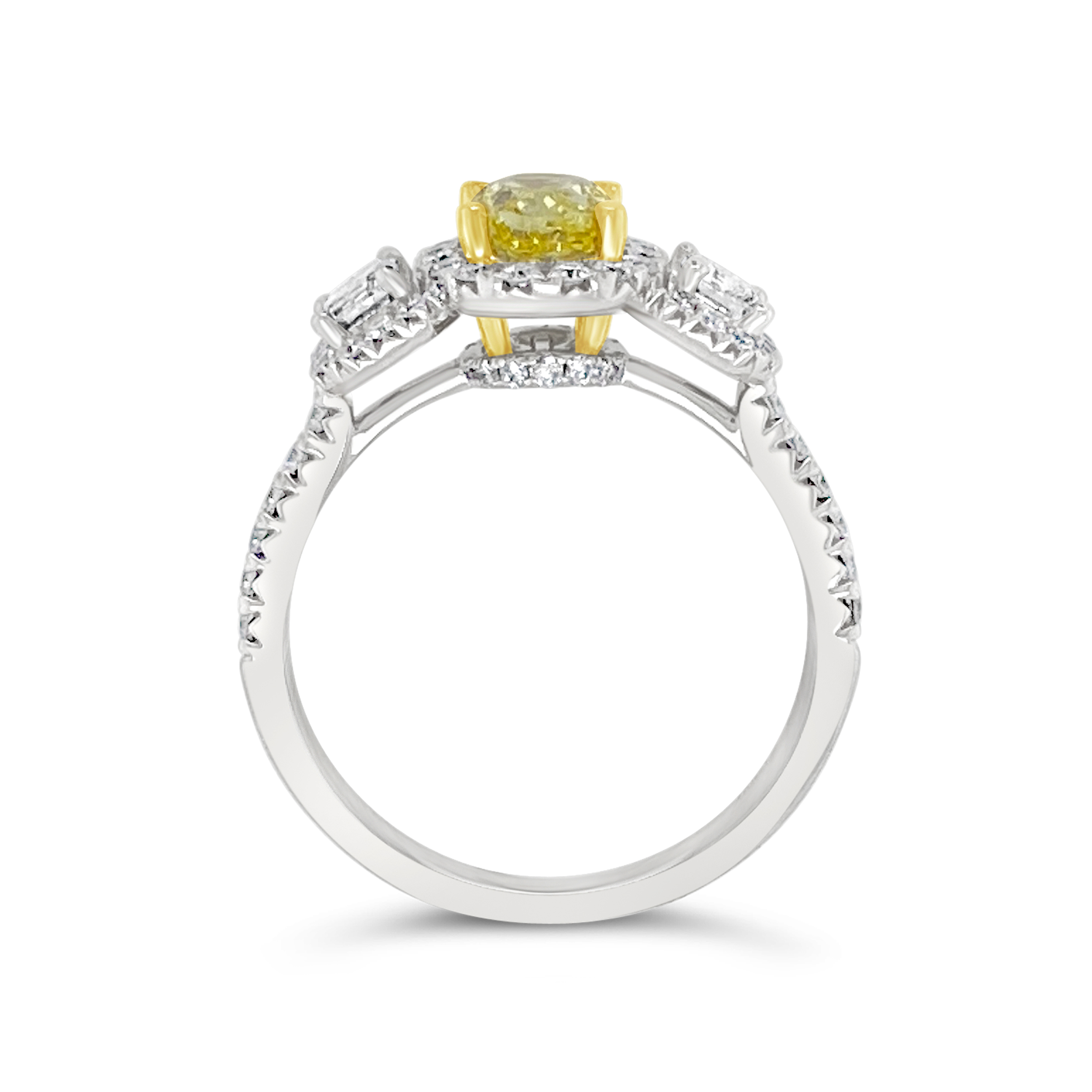 Clara By Martin Binder Yellow Diamond Three Stone Halo Ring (1.99 Ct. Tw.)