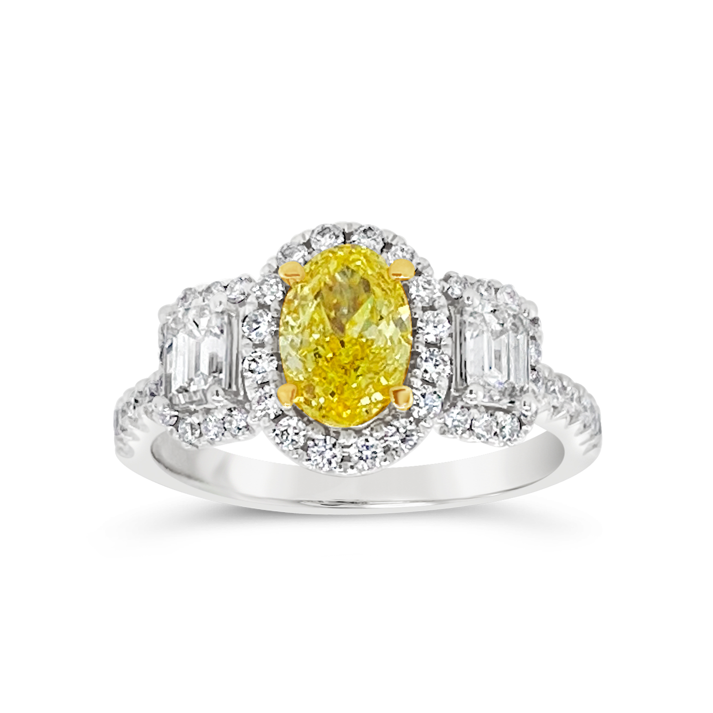 Clara By Martin Binder Yellow Diamond Three Stone Halo Ring (1.99 Ct. Tw.)