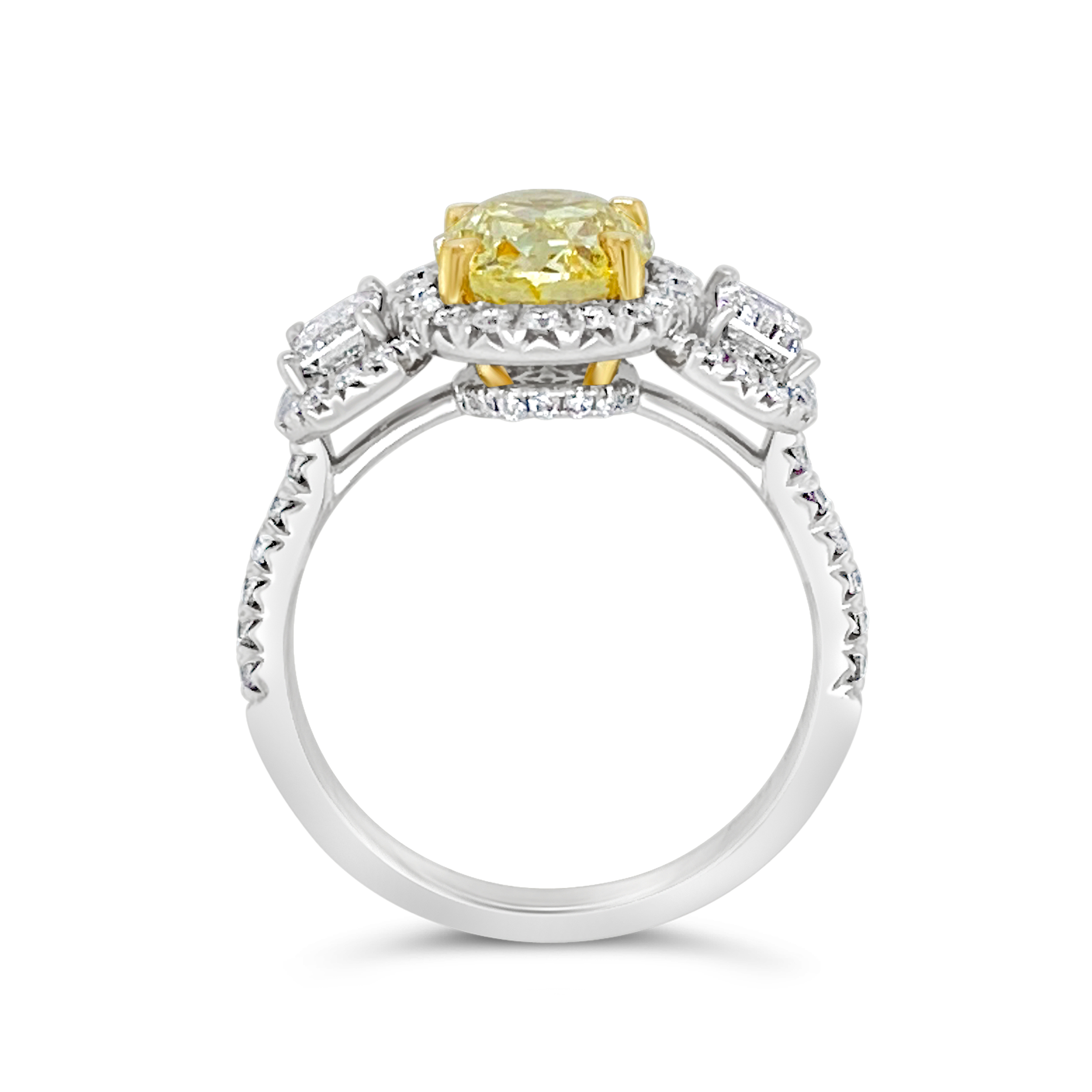 Clara By Martin Binder Yellow Diamond Three Stone Halo Ring (3.26 Ct. Tw.)