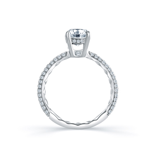 A.jaffe Oval Solitaire Semi-mount Diamond Engagement Ring (0.45 Ct. Tw.)