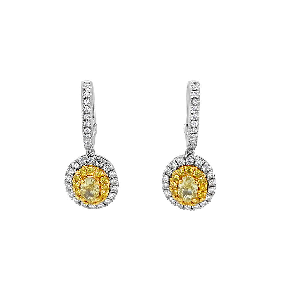 Clara By Martin Binder Yellow Diamond Halo Dangle Earrings (1.40 Ct. Tw.)