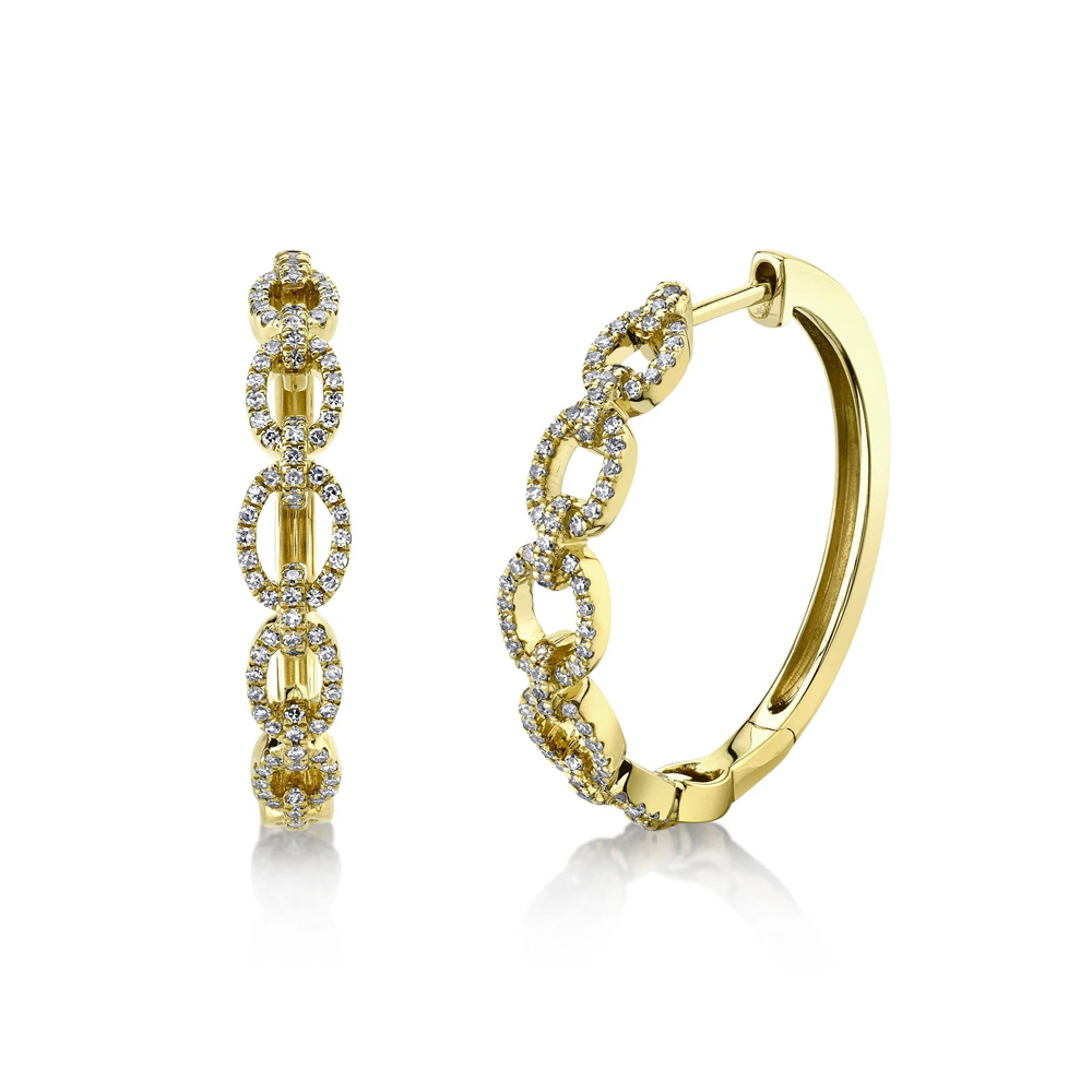 Shy Creation Diamond Link Hoop Earrings (0.42 Ct)