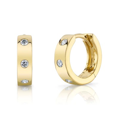 Shy Creation Diamond Huggie Hoop Earrings (0.11 Ct)