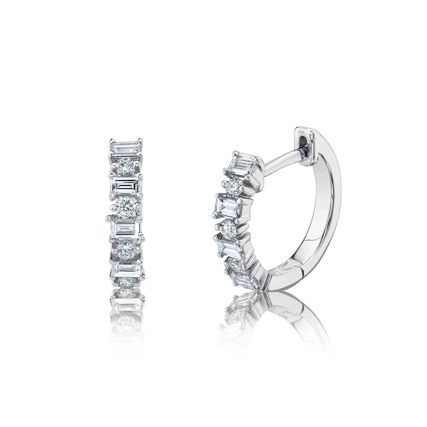 Shy Creation Diamond Baguette Huggie Earrings (0.42 Ct)