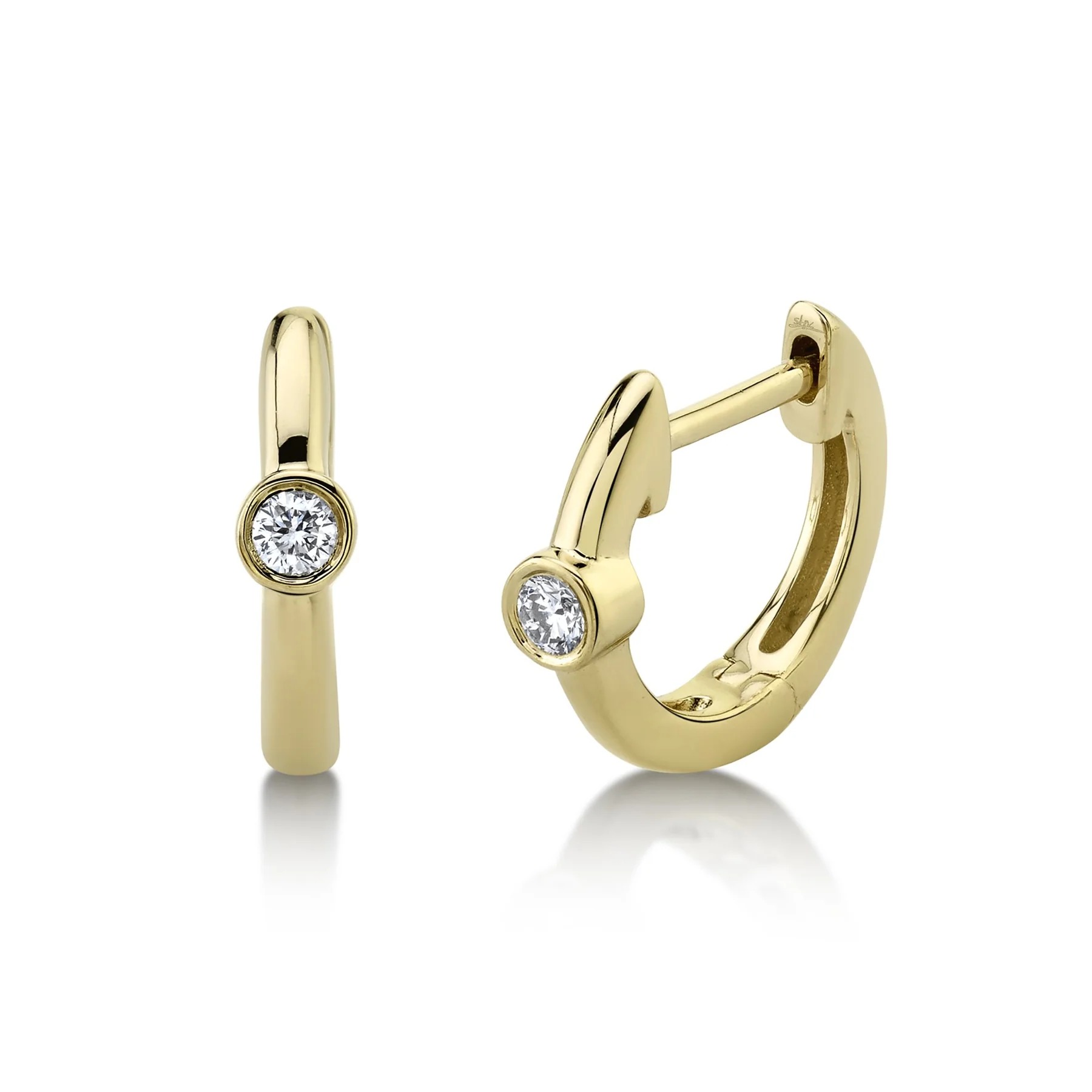 Shy Creation Diamond Bezel Huggie Earrings (0.06 Ct)