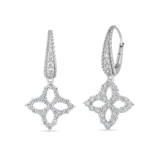 Roberto Coin Medium Princess Flower Diamond Drop Earrings