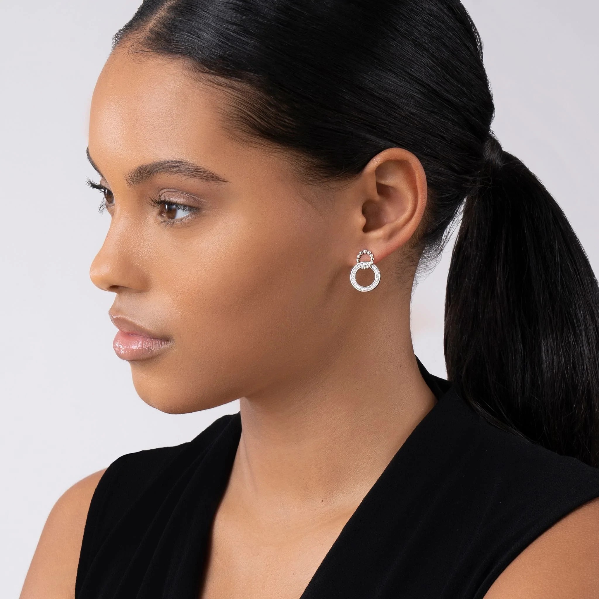 Lagos Caviar Spark Diamond Double Circle Earrings