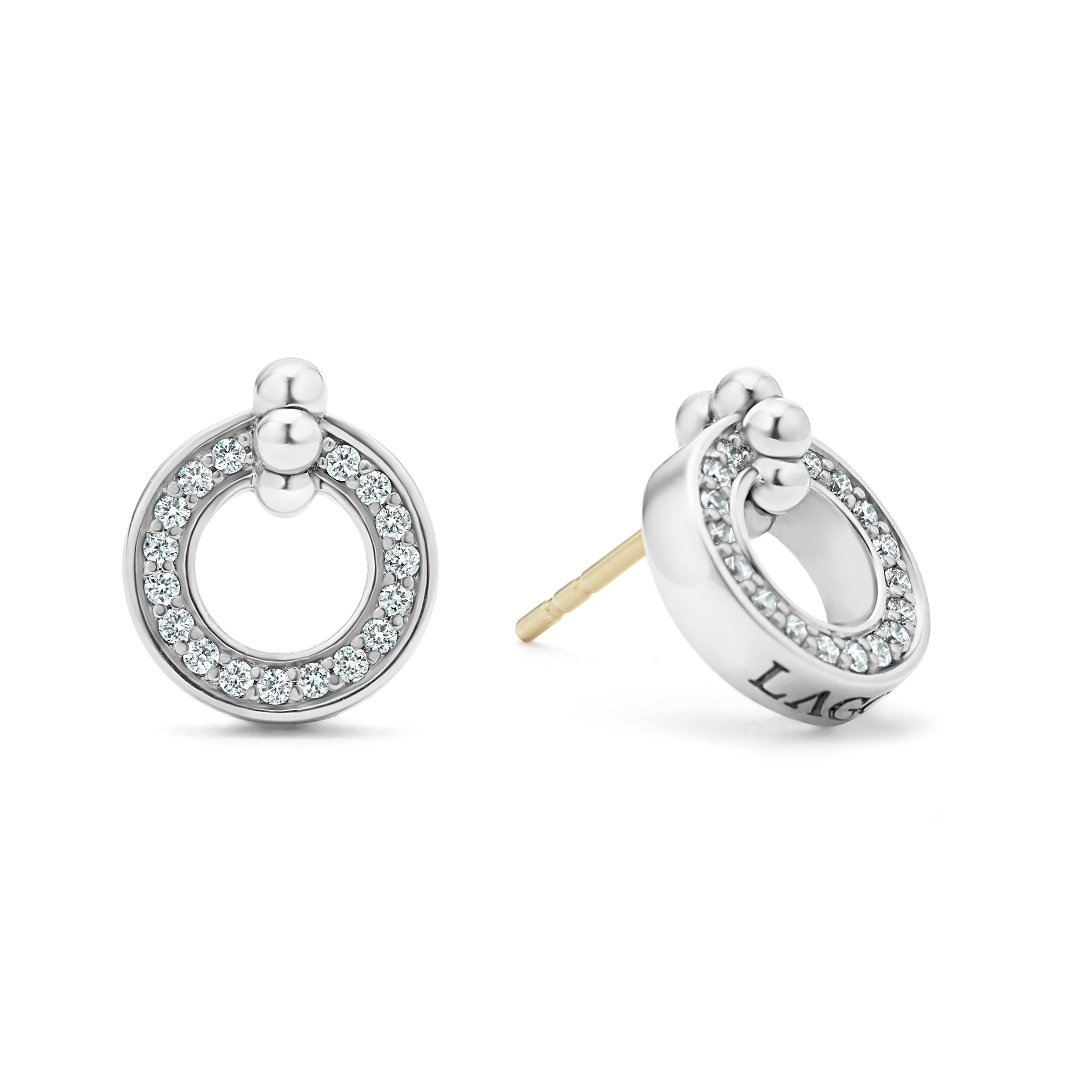 Lagos Caviar Spark Diamond Circle Earrings