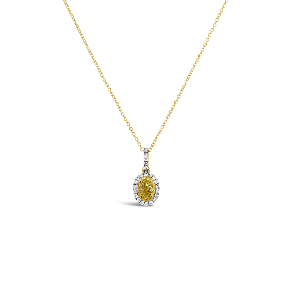 Clara By Martin Binder Yellow Diamond Halo Necklace (0.43 Ct. Tw.)