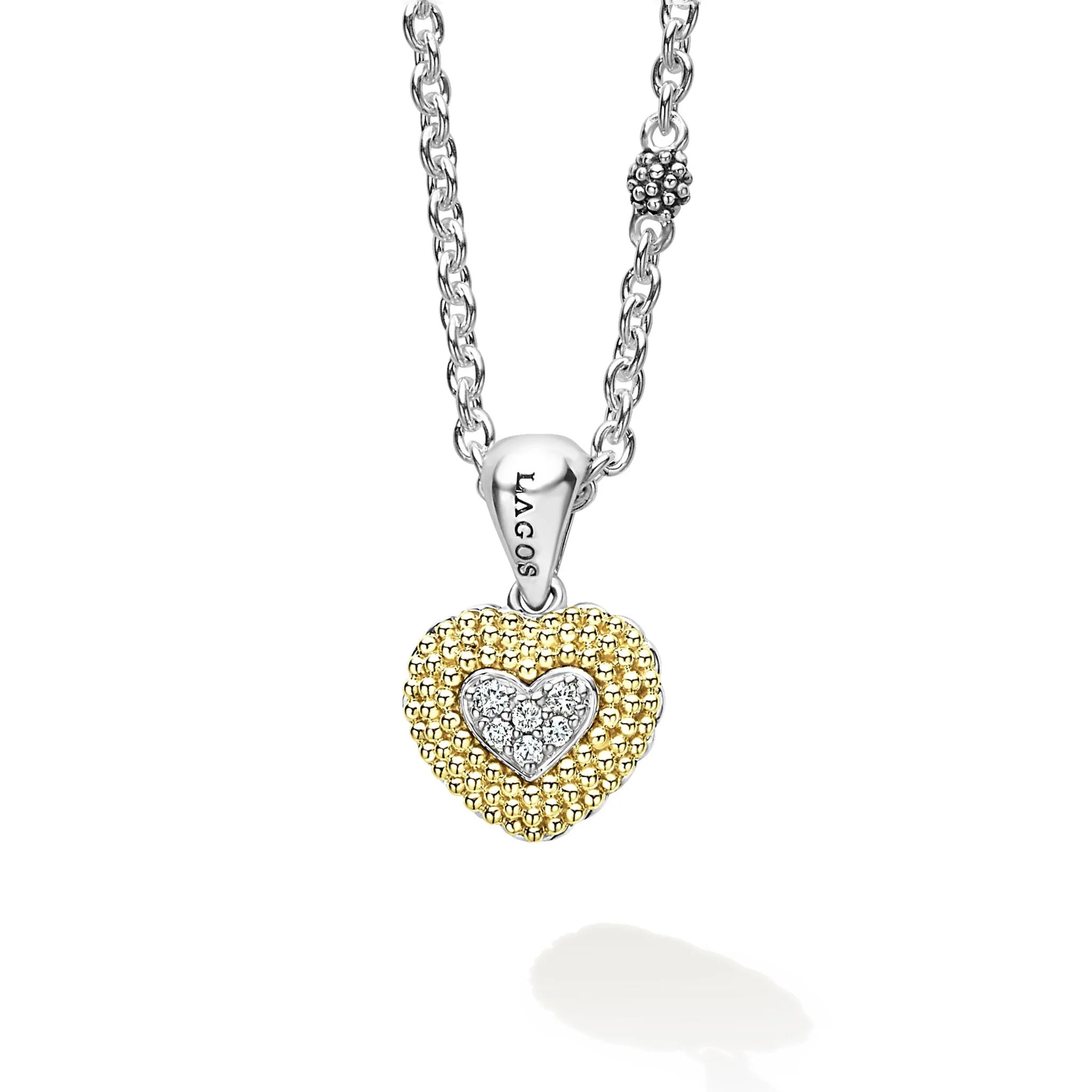 Lagos Caviar Lux Diamond Heart Pendant Necklace