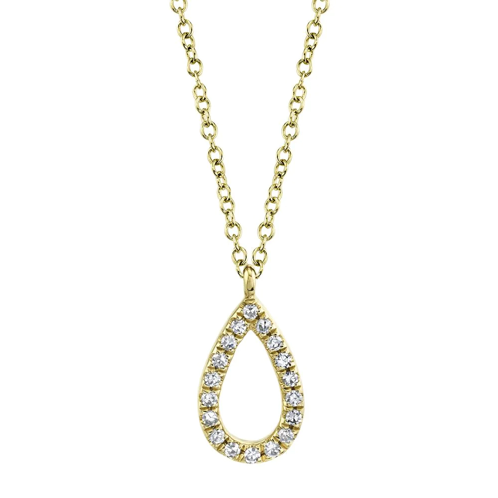 Shy Creation Diamond Open Pear Necklace (0.06 Ct)