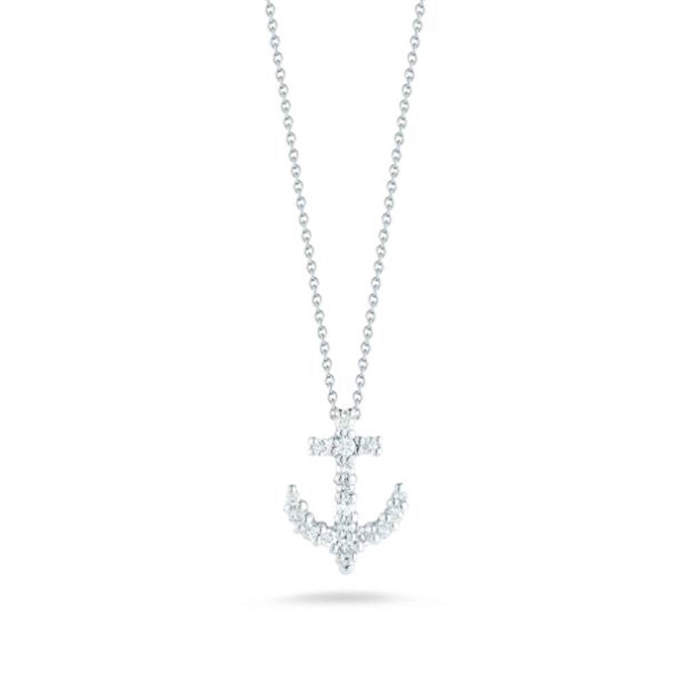 Roberto Coin Tiny Treasures Diamond Anchor Necklace