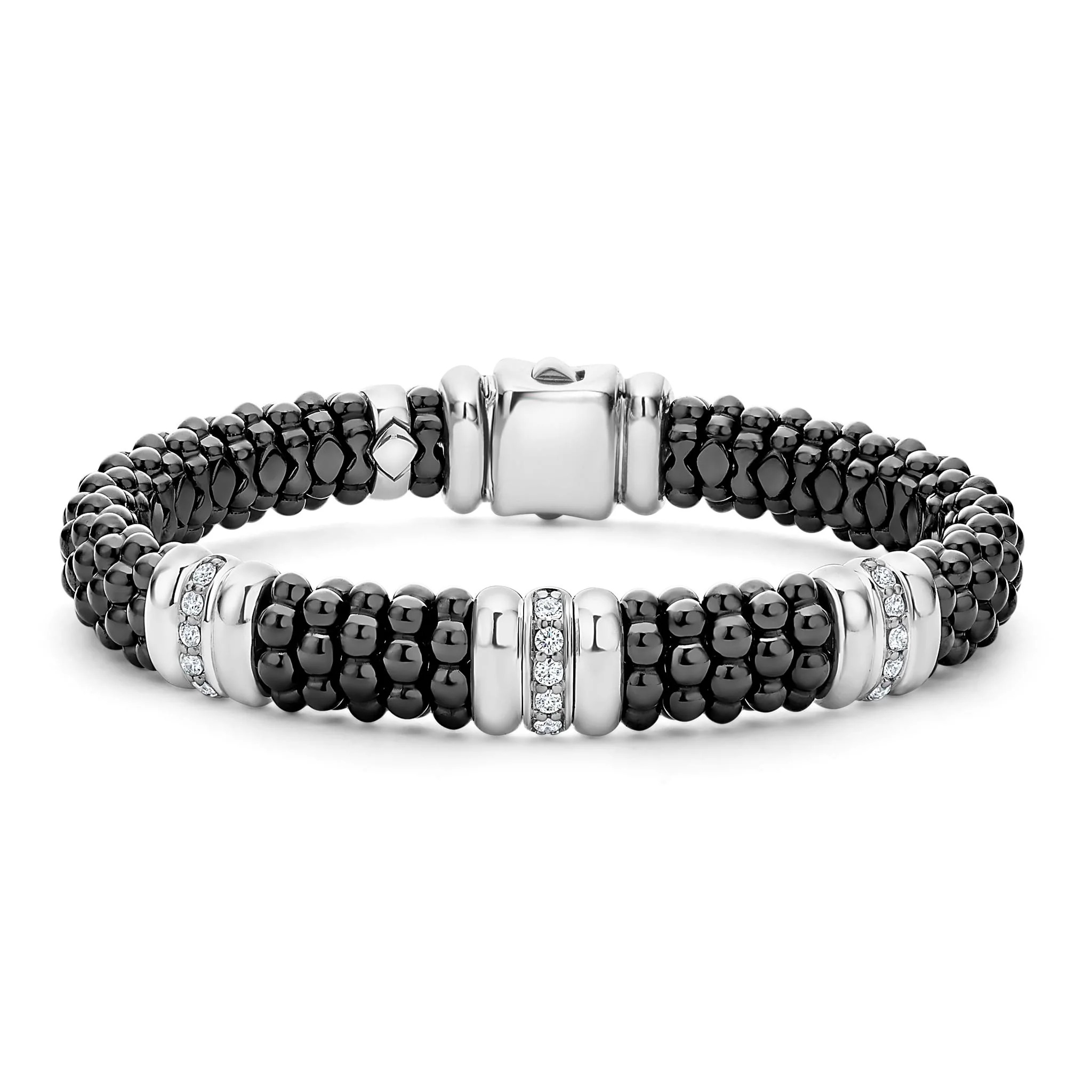 Lagos Black Caviar 9mm Diamond Bracelet