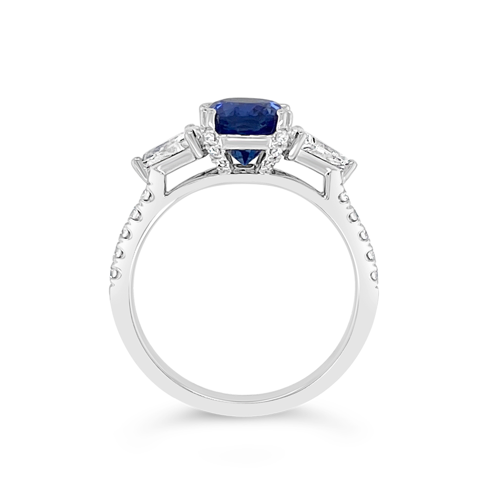 Irisa By Martin Binder Three Stone Blue Sapphire & Diamond Ring