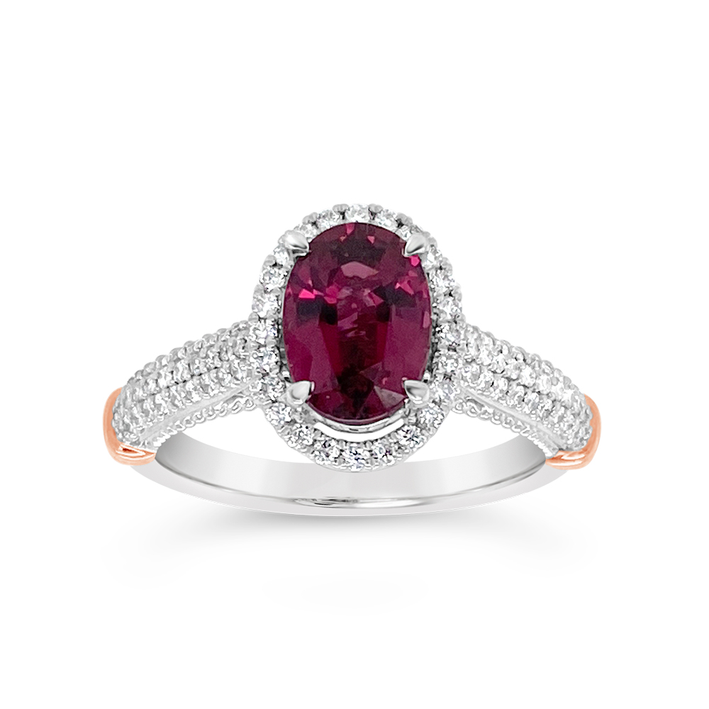 Irisa By Martin Binder Oval Pink Tourmaline & Diamond Ring