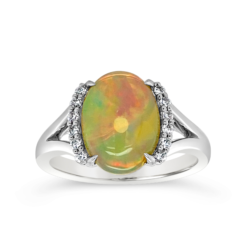 Irisa By Martin Binder Ethiopian Opal & Diamond Half Halo Ring