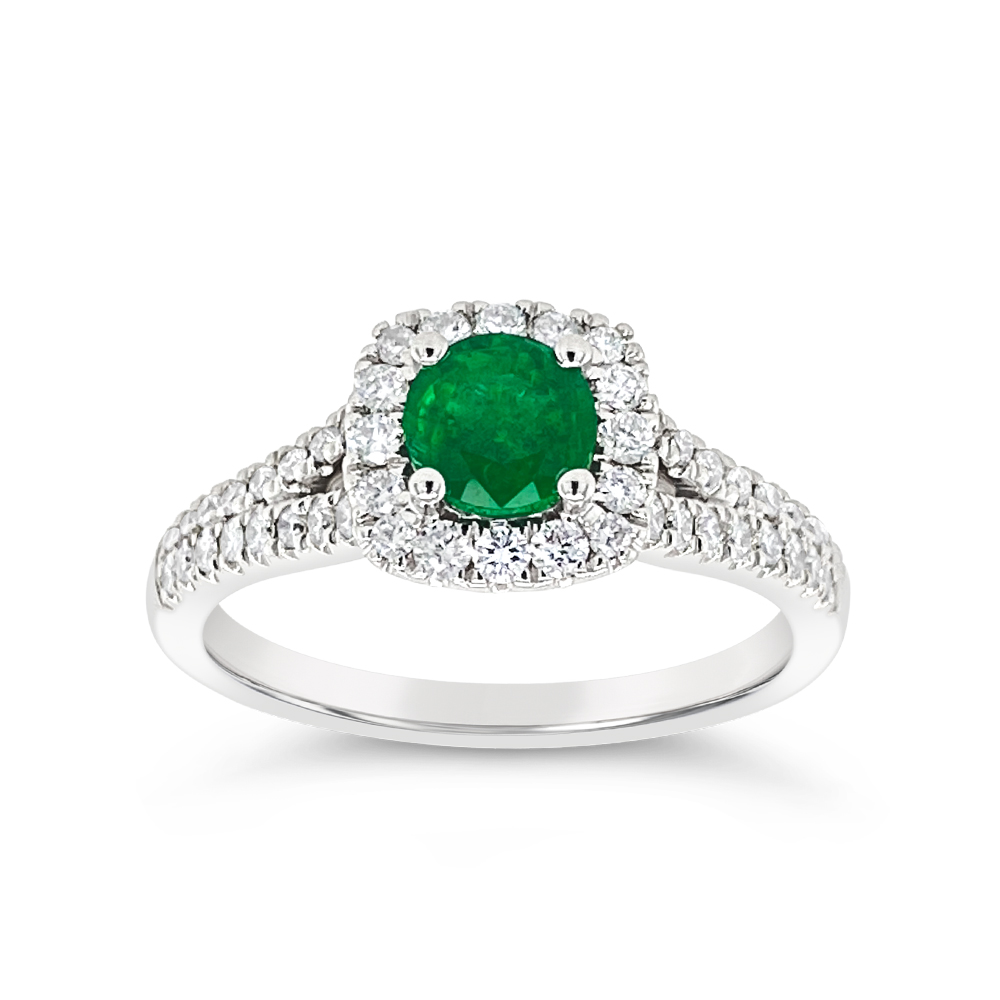 Irisa By Martin Binder Emerald & Diamond Halo Ring