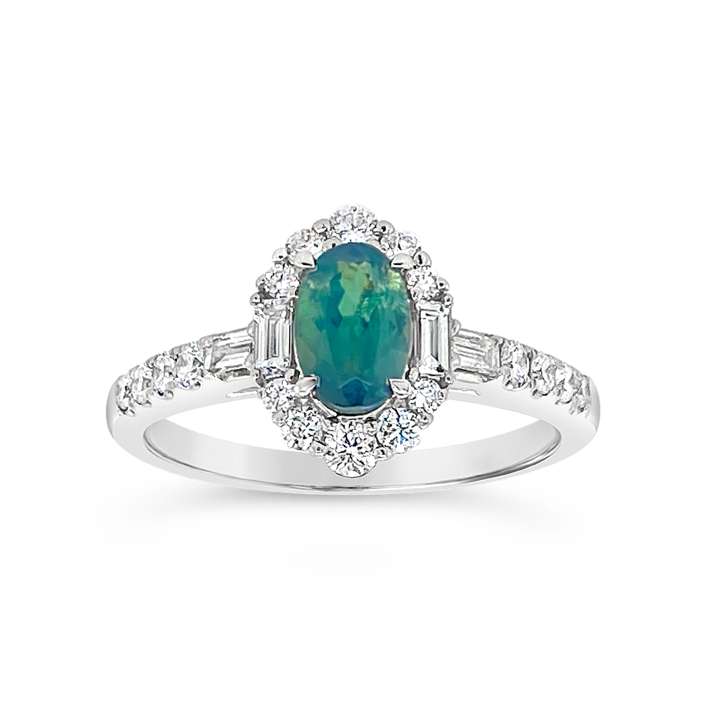 Irisa By Martin Binder Alexandrite & Diamond Unique Halo Ring