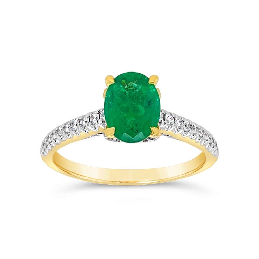 Irisa By Martin Binder Oval Emerald & Diamond Ring