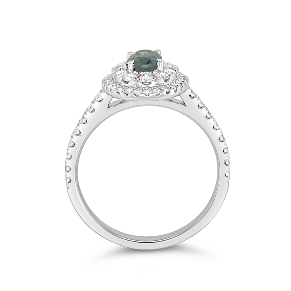 Irisa By Martin Binder Alexandrite & Diamond Double Halo Ring