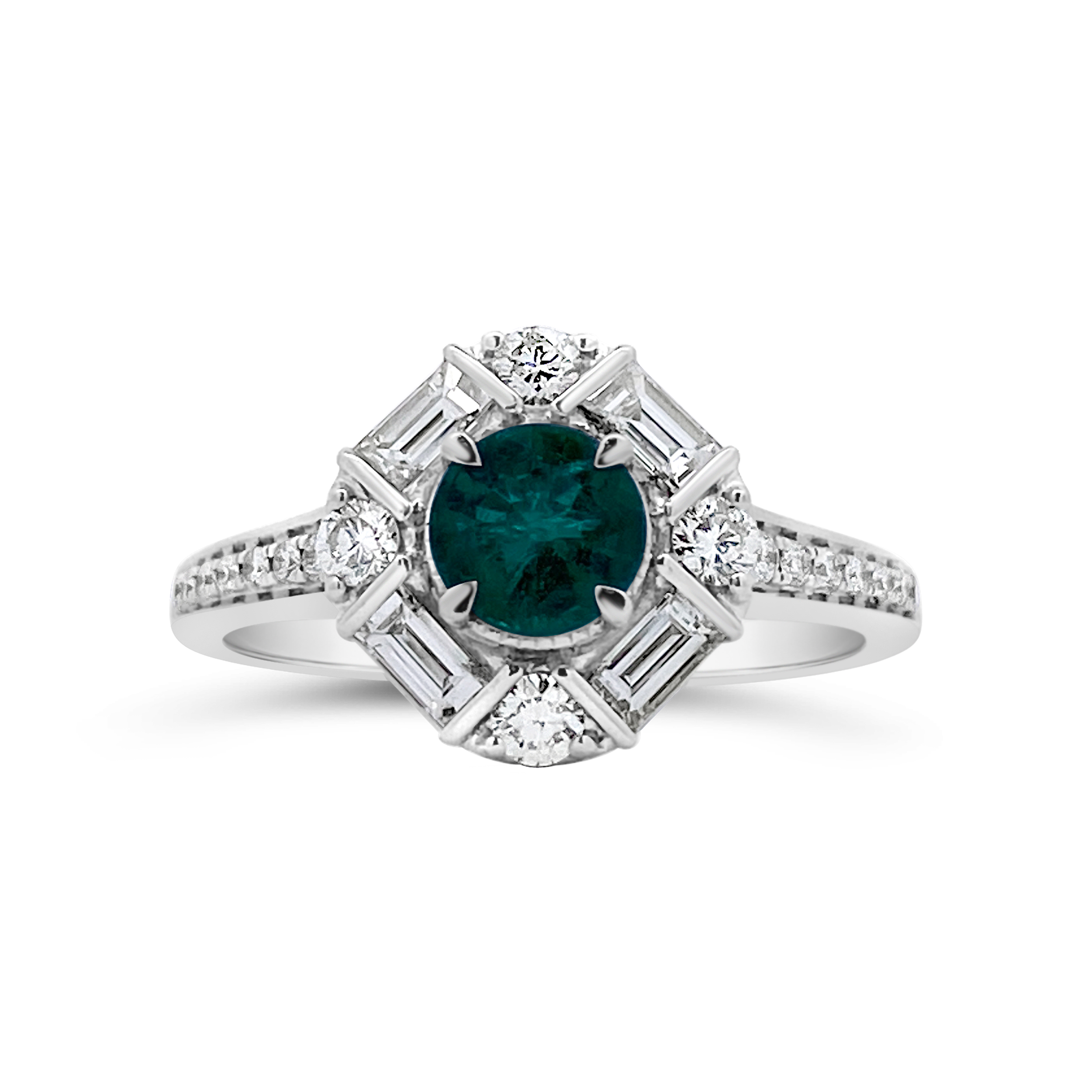 Irisa By Martin Binder Emerald & Diamond Deco Halo Ring