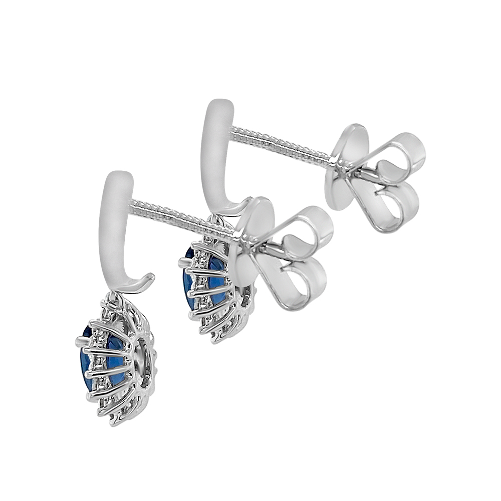 Irisa By Martin Binder Ornate Halo Blue Sapphire & Diamond Earrings