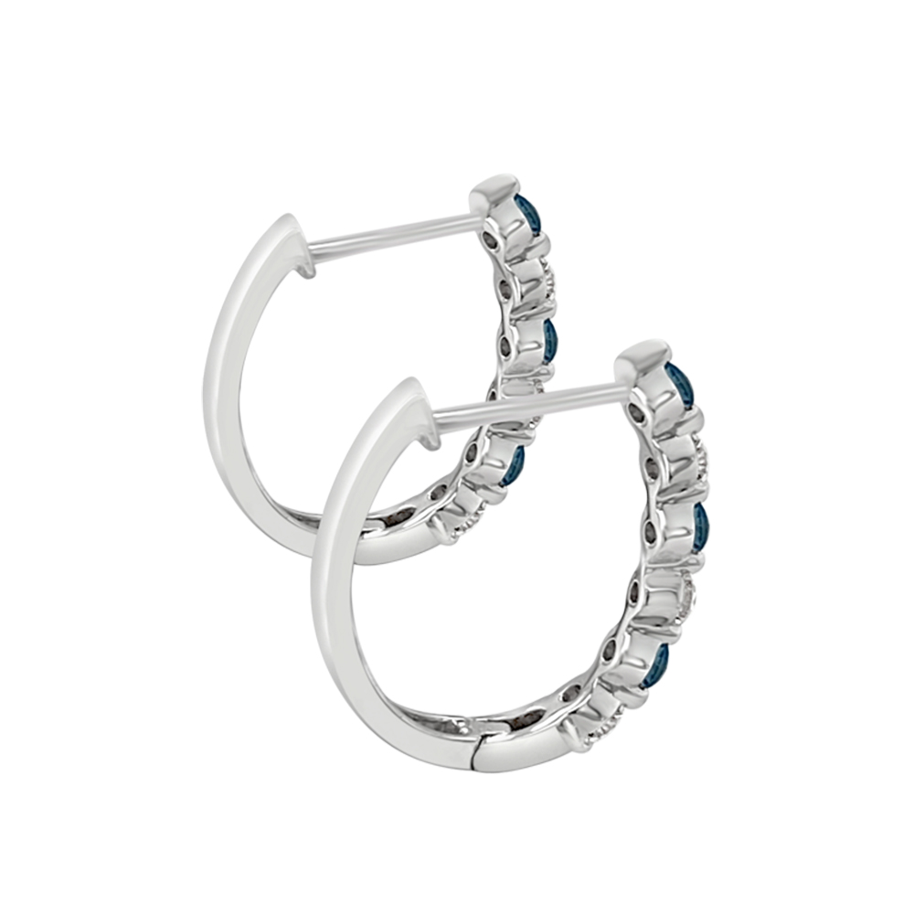 Irisa By Martin Binder London Blue Topaz & Diamond Hoop Earrings