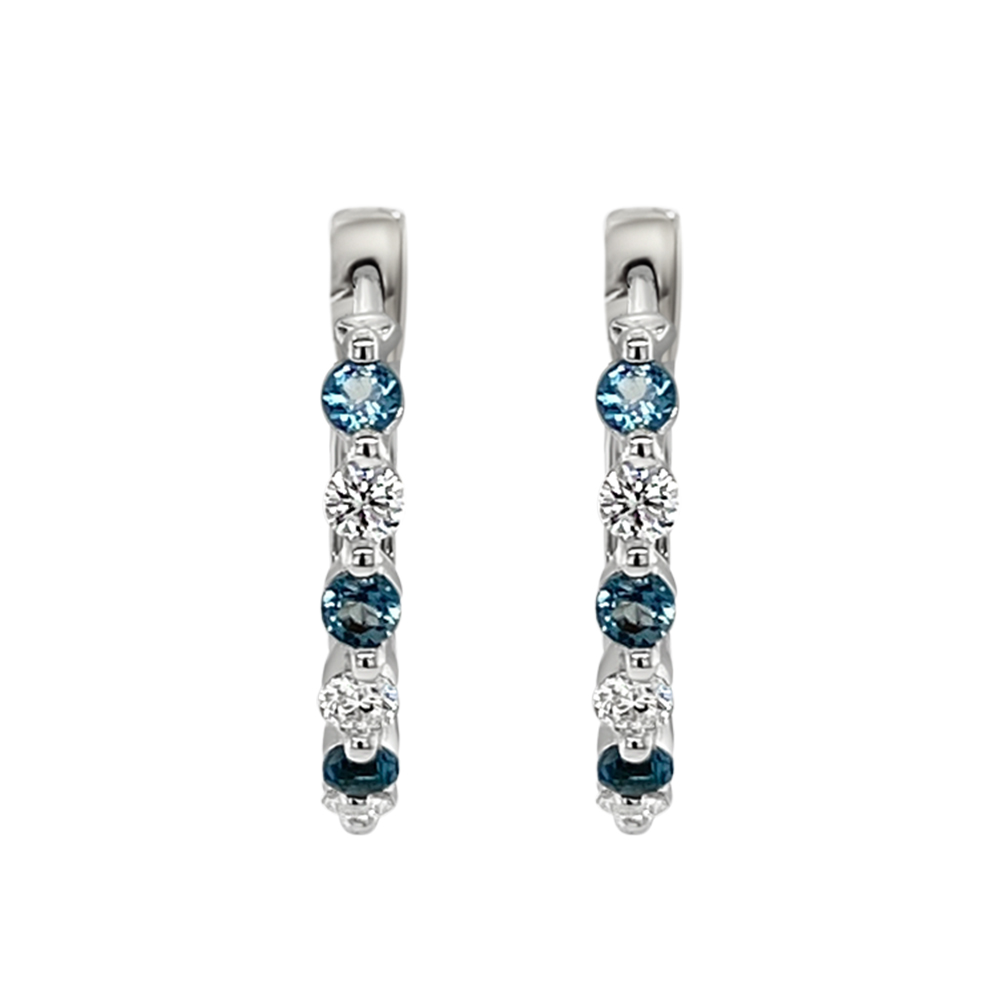 Irisa By Martin Binder London Blue Topaz & Diamond Hoop Earrings