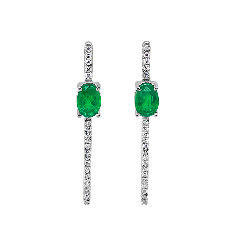 Irisa By Martin Binder Emerald & Diamond Bar Earrings