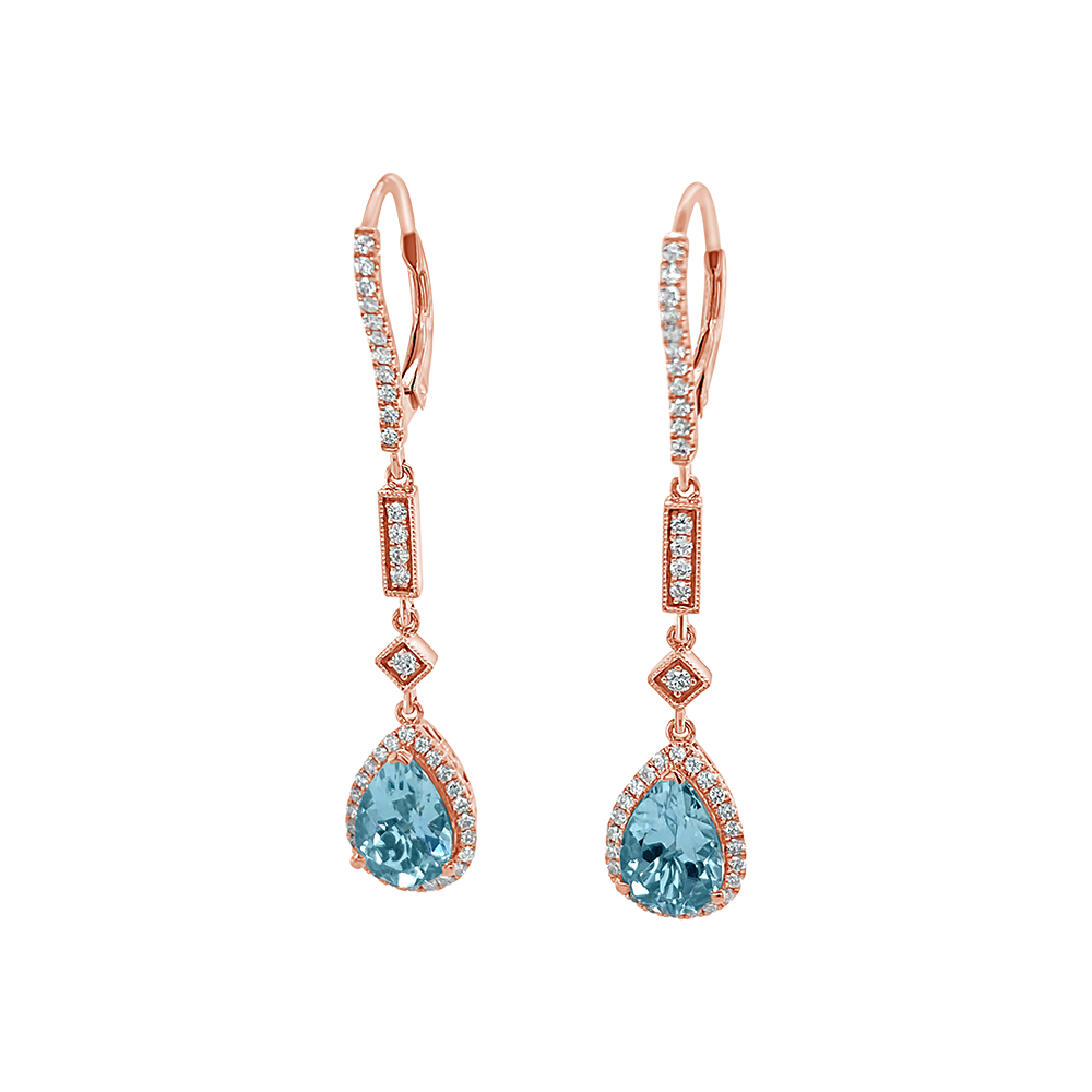 Irisa By Martin Binder Aquamarine & Diamond Dangle Earrings