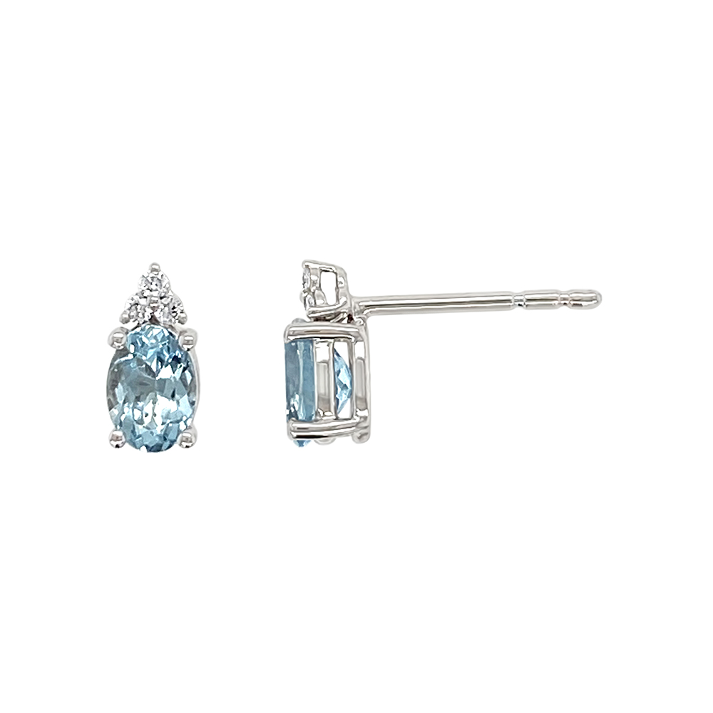 Irisa By Martin Binder Oval Aquamarine & Diamond Stud Earrings