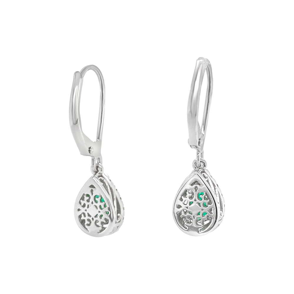 Irisa By Martin Binder Pear Emerald & Diamond Dangle Earrings