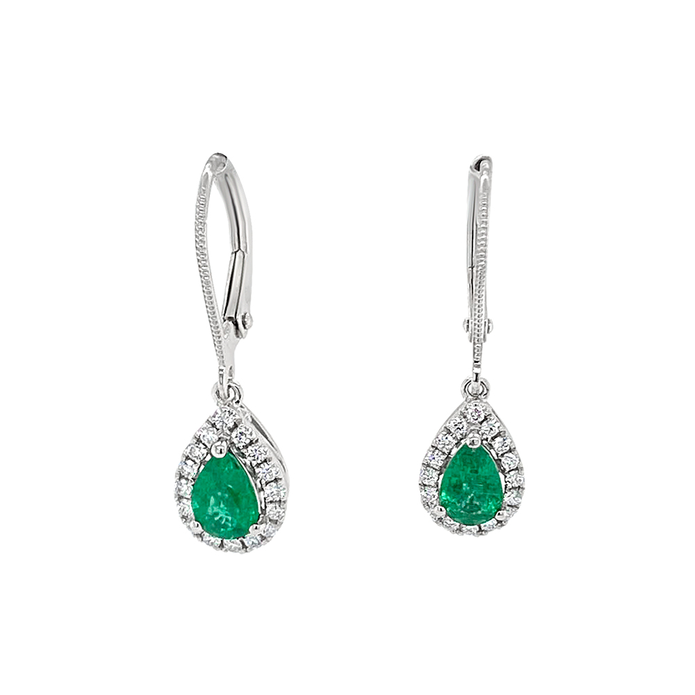 Irisa By Martin Binder Pear Emerald & Diamond Dangle Earrings