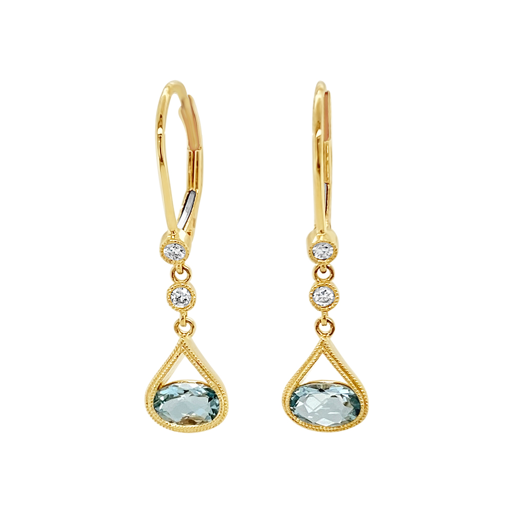 Irisa By Martin Binder Oval Sky Blue Topaz & Diamond Dangle Earrings