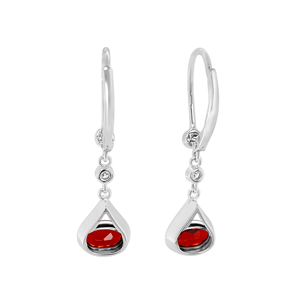 Irisa By Martin Binder Oval Garnet & Diamond Dangle Earrings