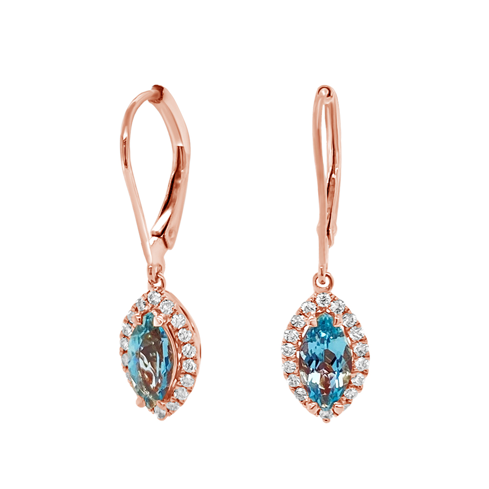 Irisa By Martin Binder Marquise Aquamarine & Diamond Dangle Earrings